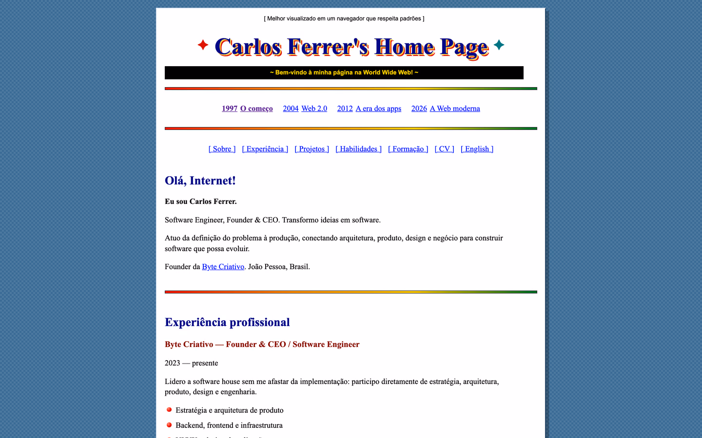 A trajetória profissional na interface inspirada em 1997